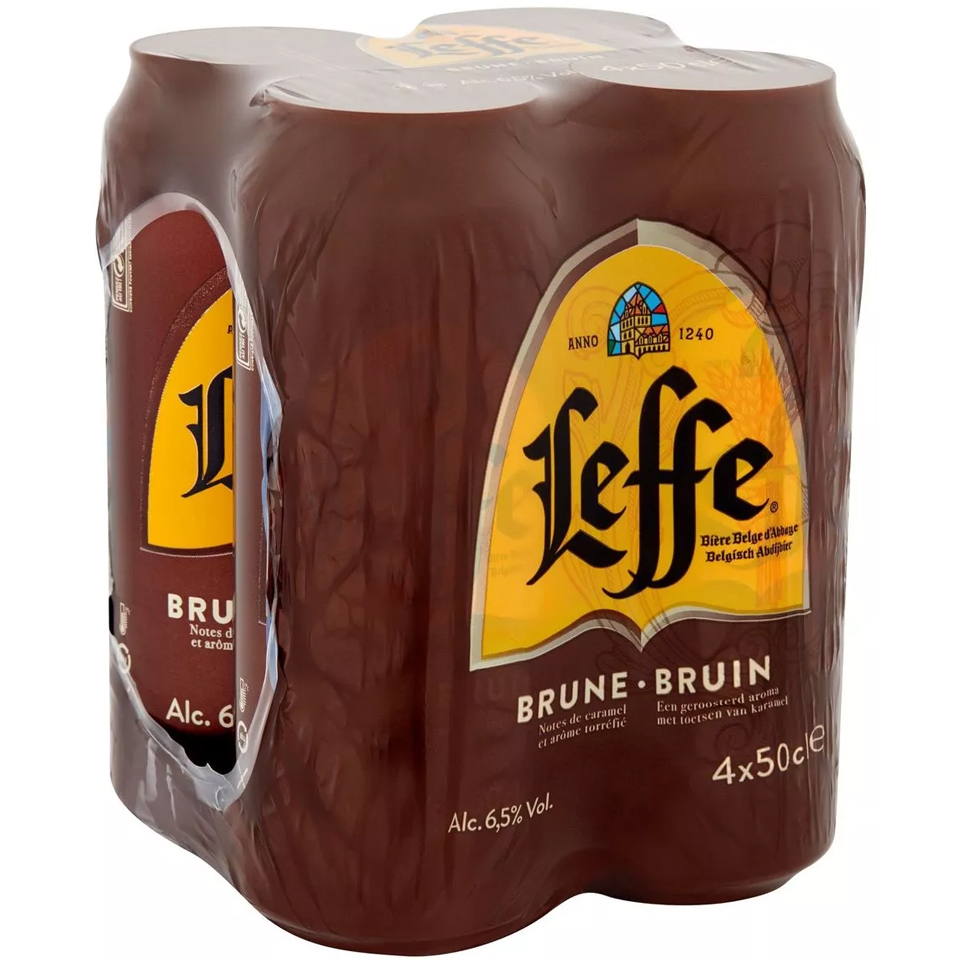 LEFFE BRUIN CANS 0.5 (4)